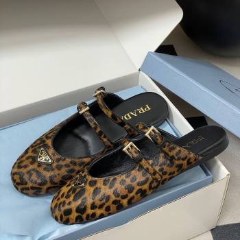 Prada Leopard Print Mohair Mules flat with Double Buckle 2025 1F794N (MD-251027104)
