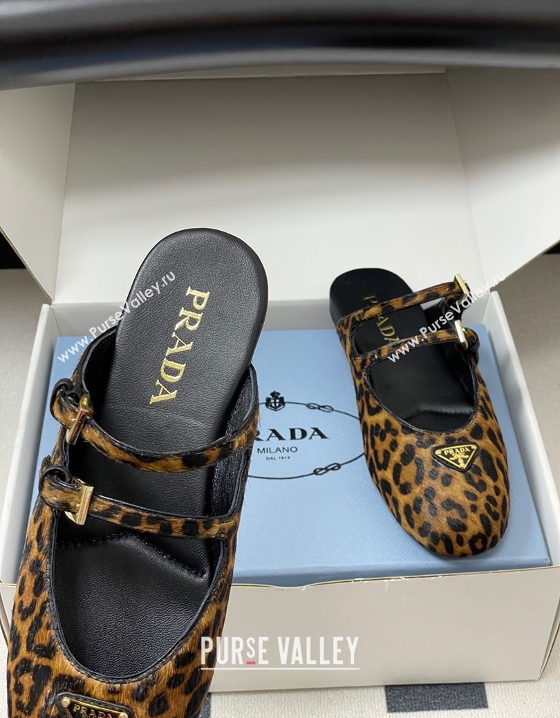 Prada Leopard Print Mohair Mules flat with Double Buckle 2025 1F794N (MD-251027104)