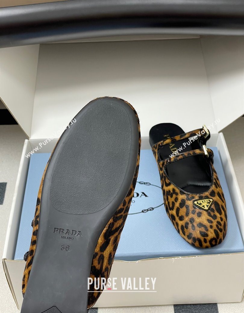 Prada Leopard Print Mohair Mules flat with Double Buckle 2025 1F794N (MD-251027104)