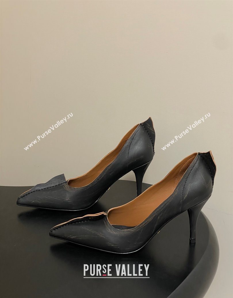 Prada Antiqued leather pumps 8.5cm with edges Black 2025 1I194O (MD-251027127)