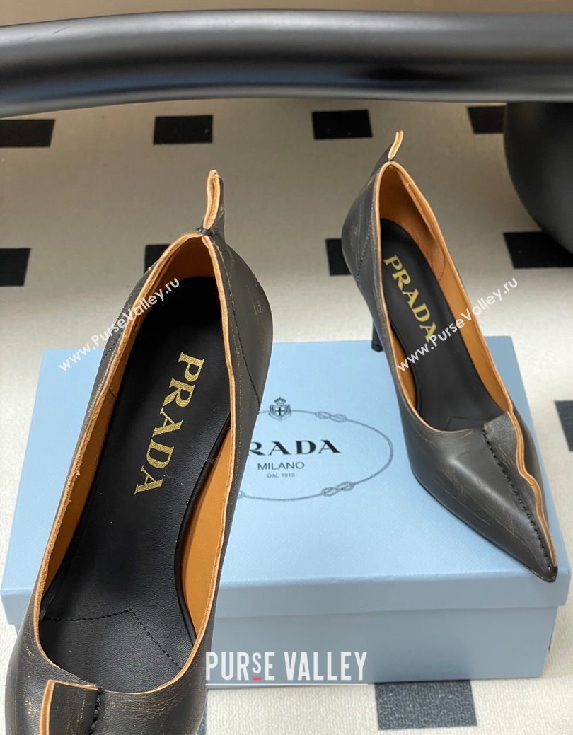 Prada Antiqued leather pumps 8.5cm with edges Black 2025 1I194O (MD-251027127)