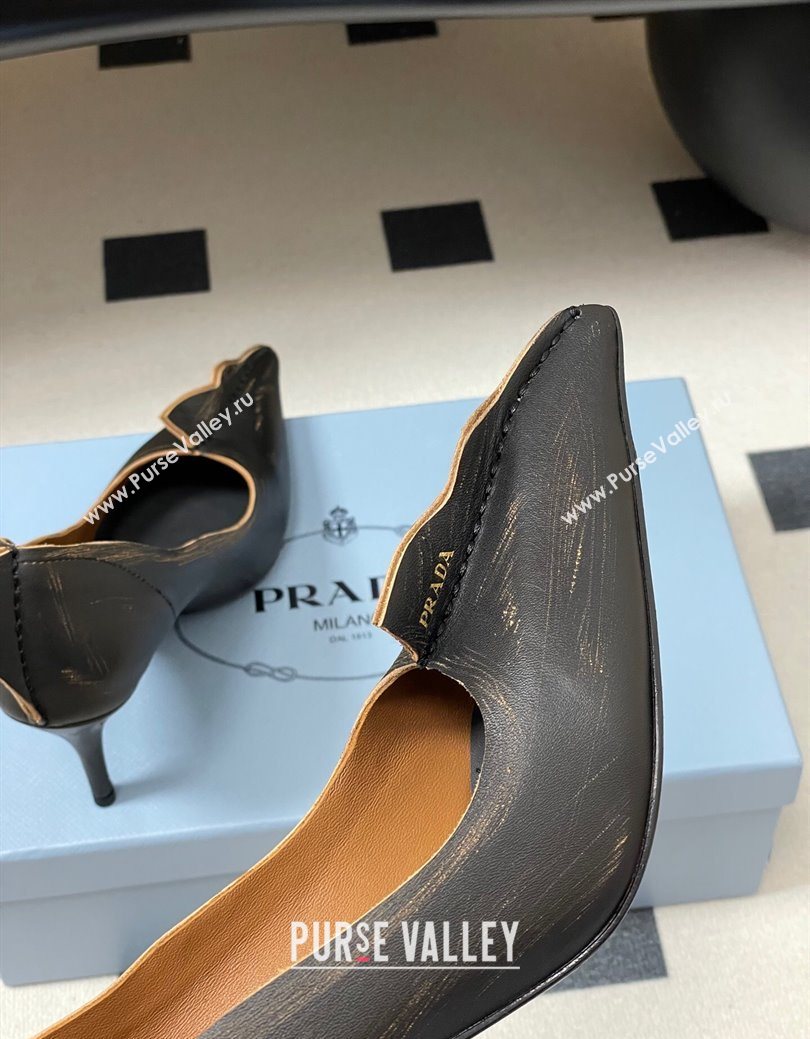 Prada Antiqued leather pumps 8.5cm with edges Black 2025 1I194O (MD-251027127)