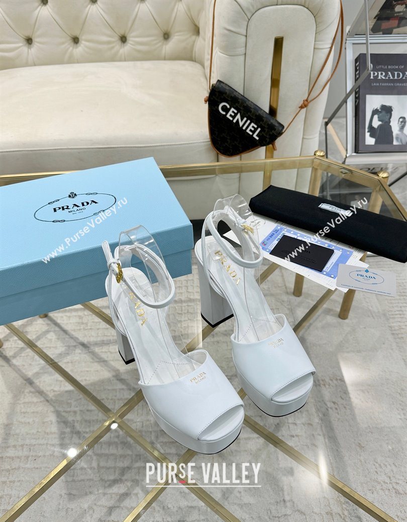 Prada Leather Platform Heel Sandals 12cm Light Blue 2025 PR102707 (MD-251027130)