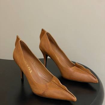 Prada Antiqued leather pumps 8.5cm with edges Brown 2025 1I194O (MD-251027128)