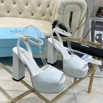 Prada Leather Platform Heel Sandals 12cm Light Blue 2025 PR102707 (MD-251027130)