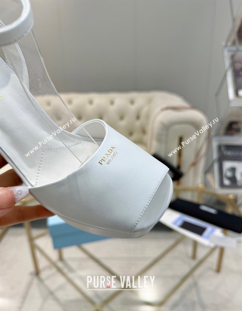 Prada Leather Platform Heel Sandals 12cm Light Blue 2025 PR102707 (MD-251027130)
