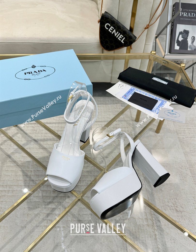 Prada Leather Platform Heel Sandals 12cm Light Blue 2025 PR102707 (MD-251027130)