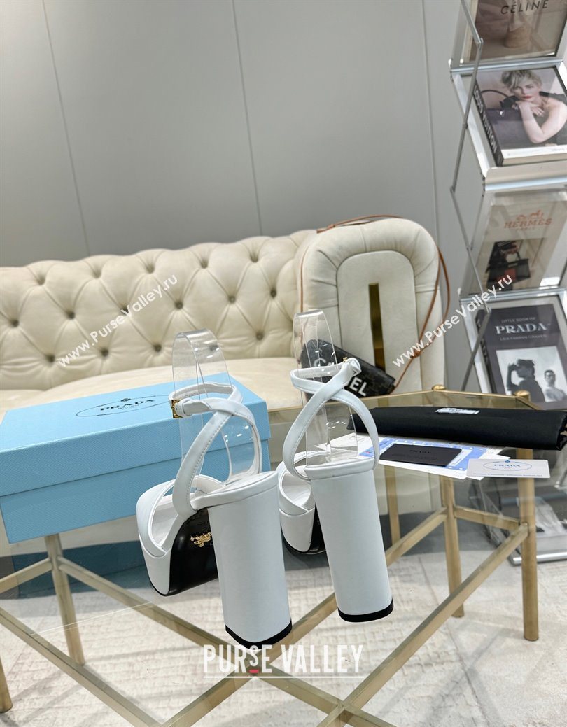 Prada Leather Platform Heel Sandals 12cm Light Blue 2025 PR102707 (MD-251027130)