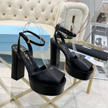 Prada Leather Platform Heel Sandals 12cm Black 2025 PR102707 (MD-251027129)