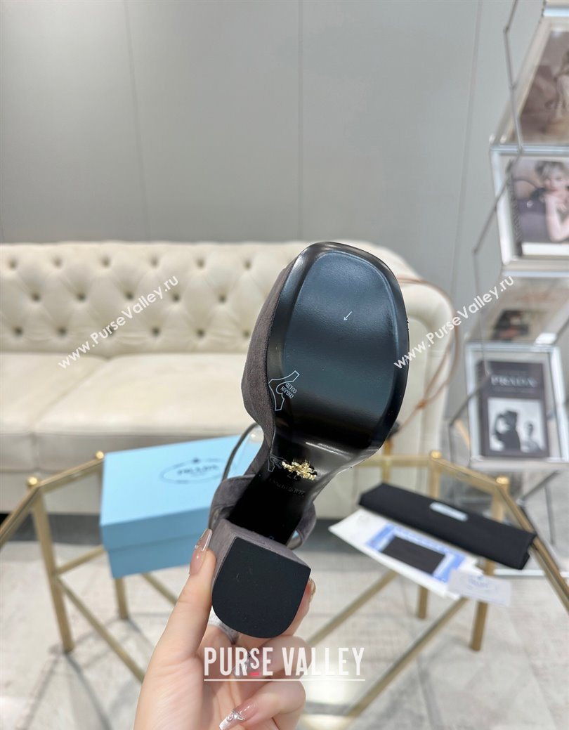 Prada Suede Platform Heel Sandals 12cm Dark Grey 2025 PR102707 (MD-251027133)