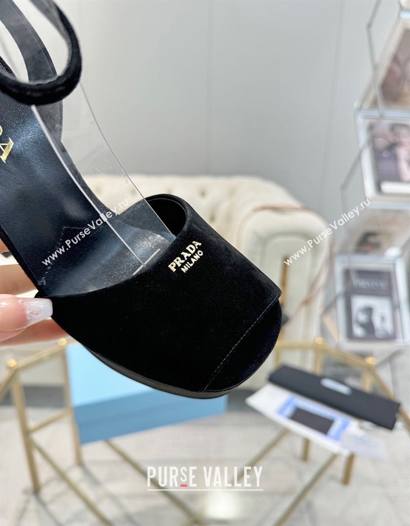 Prada Suede Platform Heel Sandals 12cm Black 2025 PR102707 (MD-251027134)
