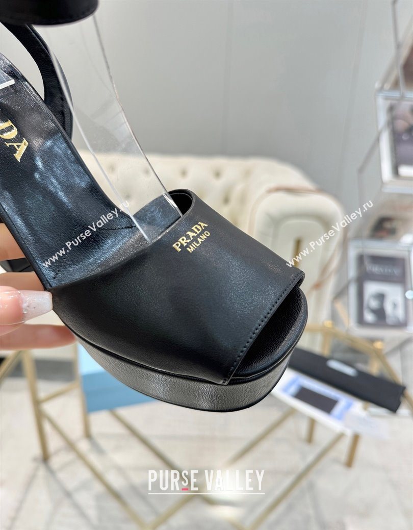 Prada Leather Platform Heel Sandals 12cm Black 2025 PR102707 (MD-251027129)