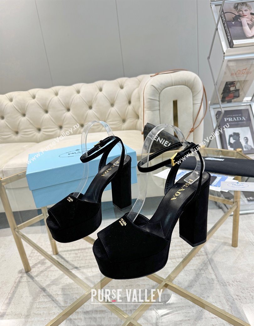 Prada Suede Platform Heel Sandals 12cm Black 2025 PR102707 (MD-251027134)