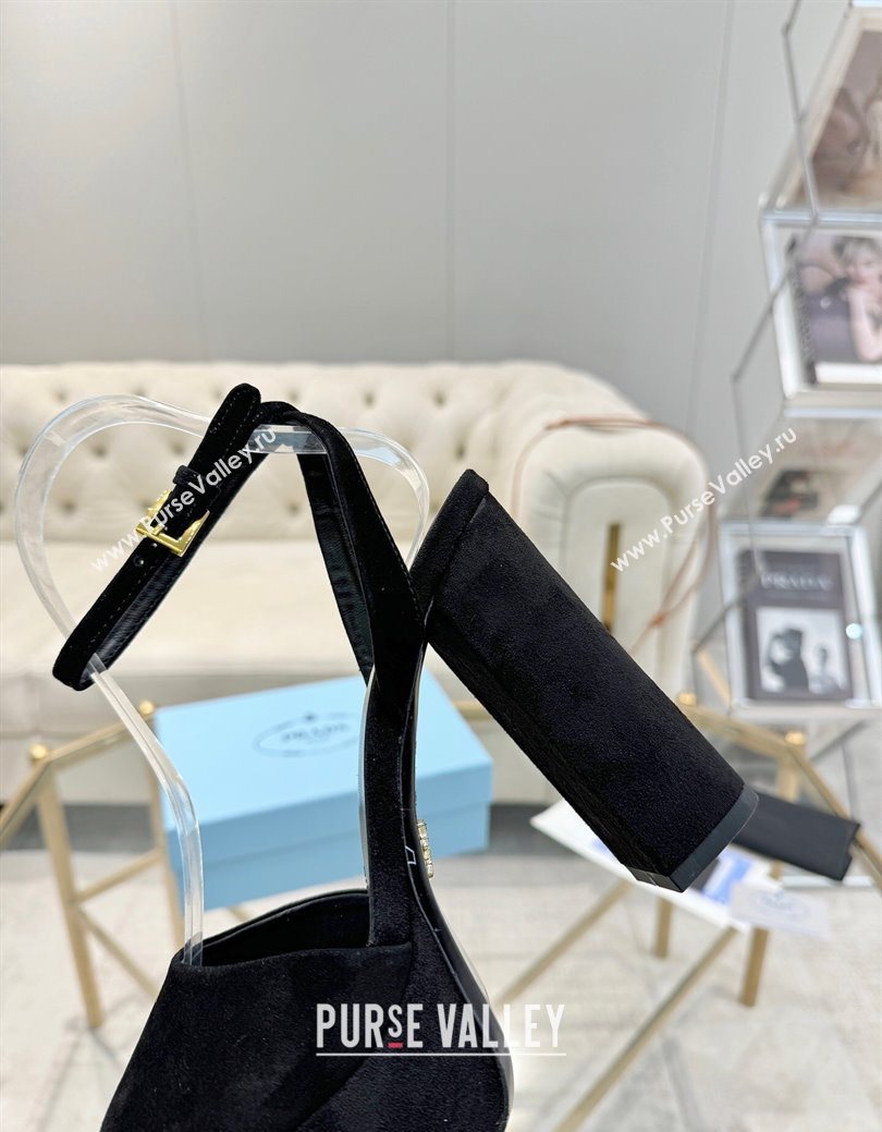 Prada Suede Platform Heel Sandals 12cm Black 2025 PR102707 (MD-251027134)