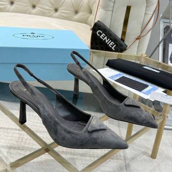 Prada Suede Slingback Pumps 7.5cm Grey 2025 1I901M (MD-251027135)