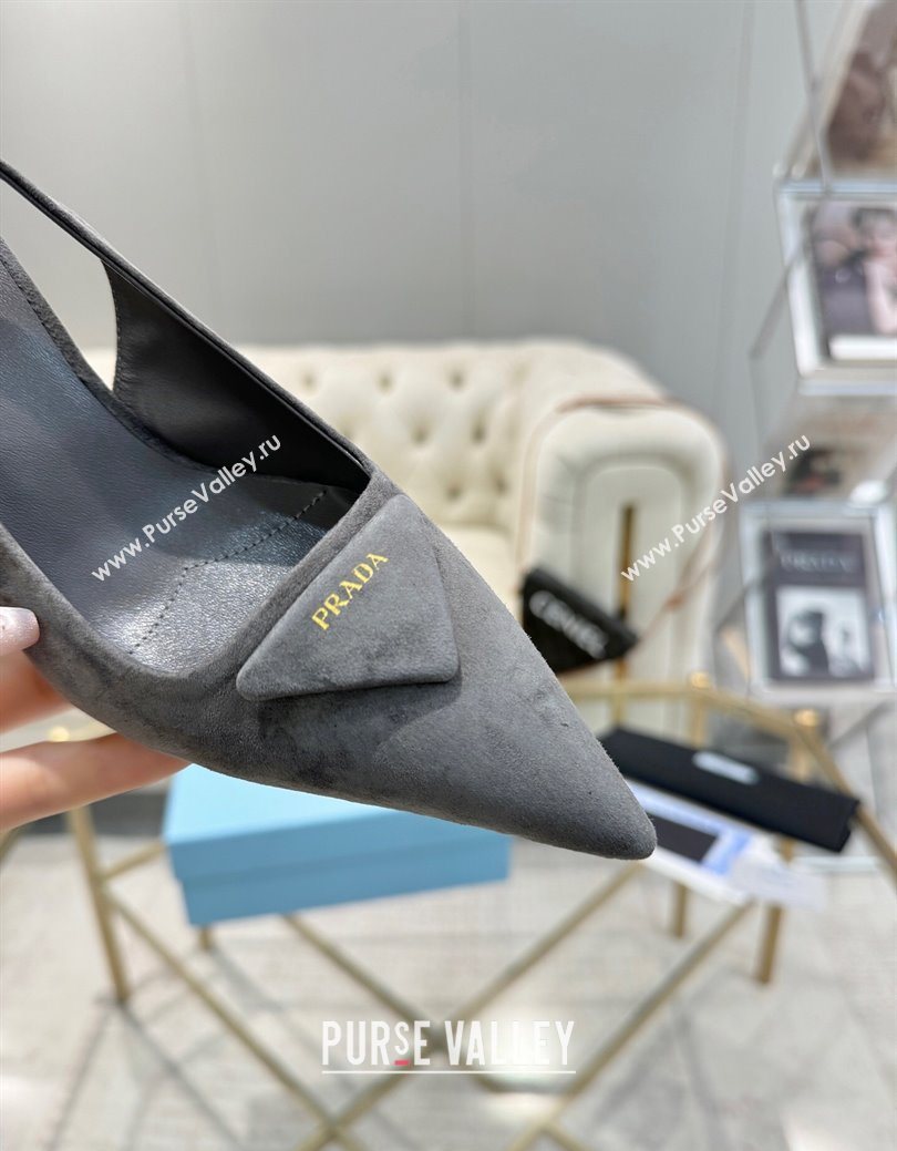 Prada Suede Slingback Pumps 7.5cm Grey 2025 1I901M (MD-251027135)