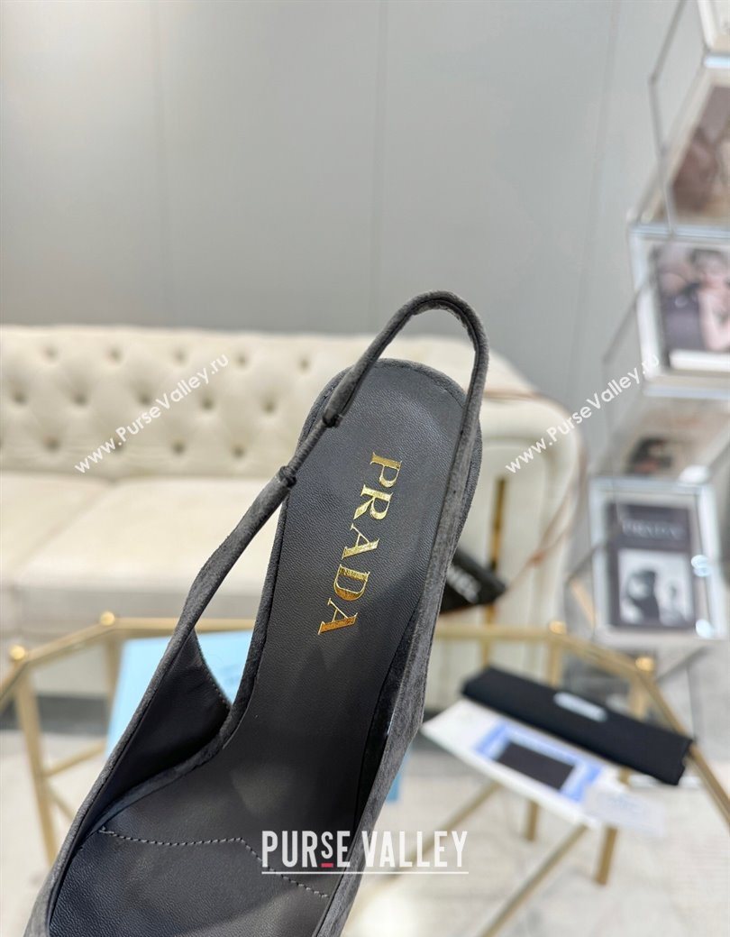Prada Suede Slingback Pumps 7.5cm Grey 2025 1I901M (MD-251027135)