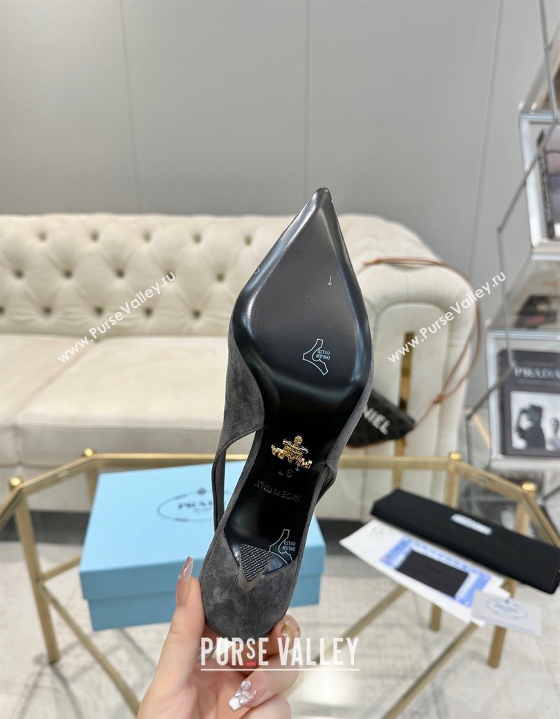 Prada Suede Slingback Pumps 7.5cm Grey 2025 1I901M (MD-251027135)