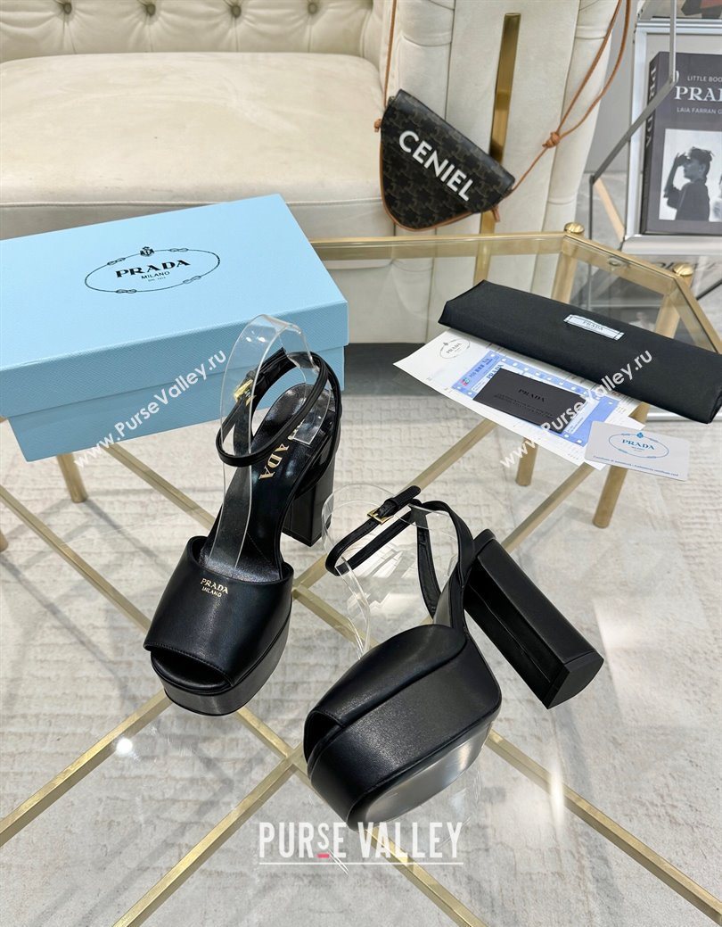 Prada Leather Platform Heel Sandals 12cm Black 2025 PR102707 (MD-251027129)