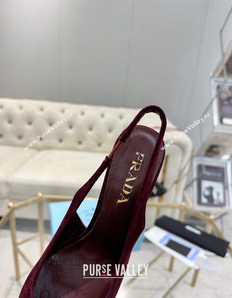 Prada Suede Slingback Pumps 7.5cm Burgundy 2025 1I901M (MD-251027136)