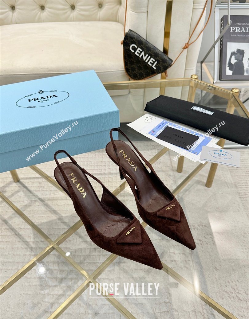 Prada Suede Slingback Pumps 7.5cm Light Coffee 2025 1I901M (MD-251027137)