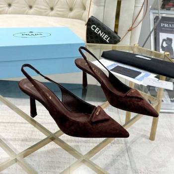 Prada Suede Slingback Pumps 7.5cm Light Coffee 2025 1I901M (MD-251027137)