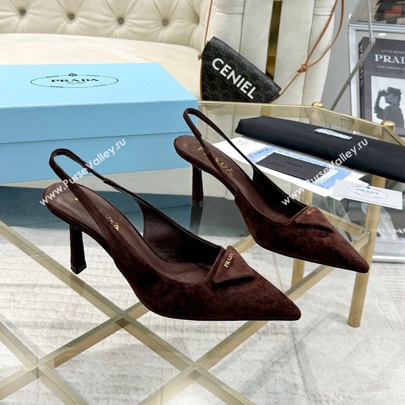 Prada Suede Slingback Pumps 7.5cm Light Coffee 2025 1I901M (MD-251027137)