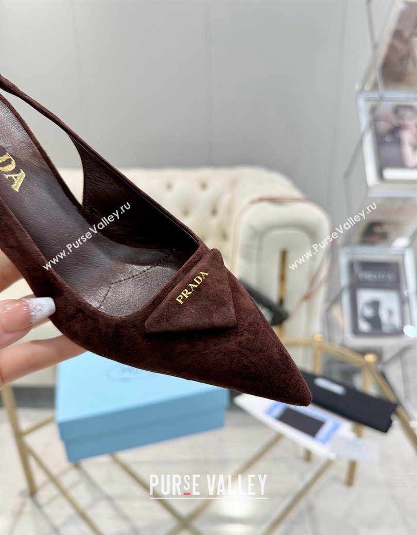 Prada Suede Slingback Pumps 7.5cm Light Coffee 2025 1I901M (MD-251027137)