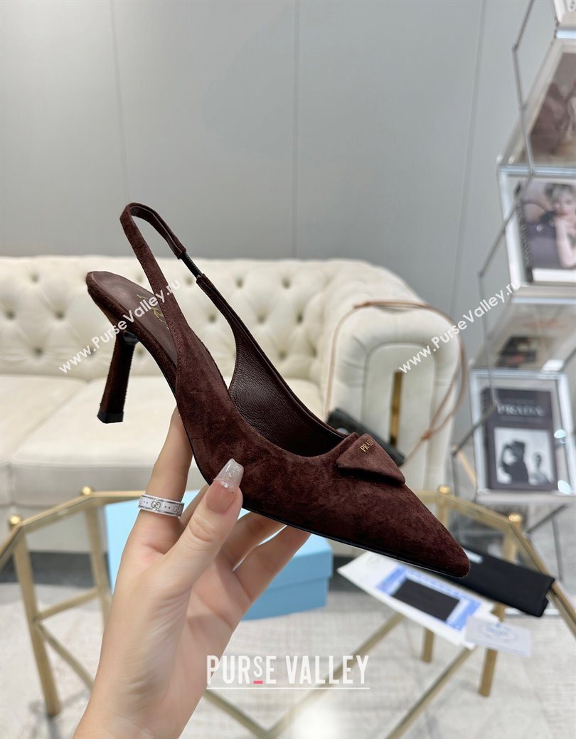 Prada Suede Slingback Pumps 7.5cm Light Coffee 2025 1I901M (MD-251027137)