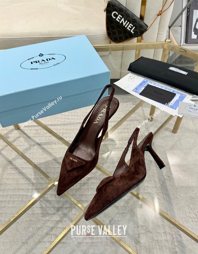 Prada Suede Slingback Pumps 7.5cm Light Coffee 2025 1I901M (MD-251027137)