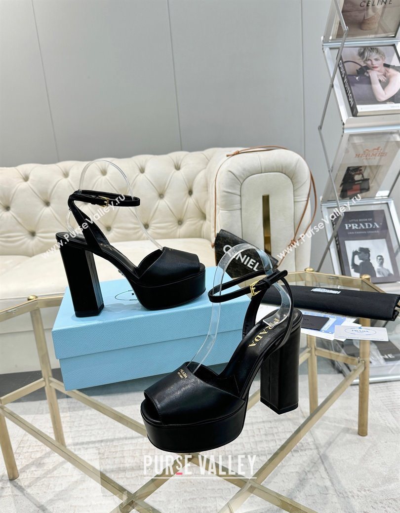 Prada Leather Platform Heel Sandals 12cm Black 2025 PR102707 (MD-251027129)