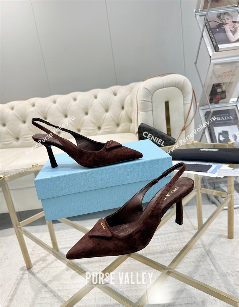 Prada Suede Slingback Pumps 7.5cm Light Coffee 2025 1I901M (MD-251027137)