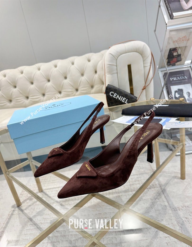 Prada Suede Slingback Pumps 7.5cm Light Coffee 2025 1I901M (MD-251027137)