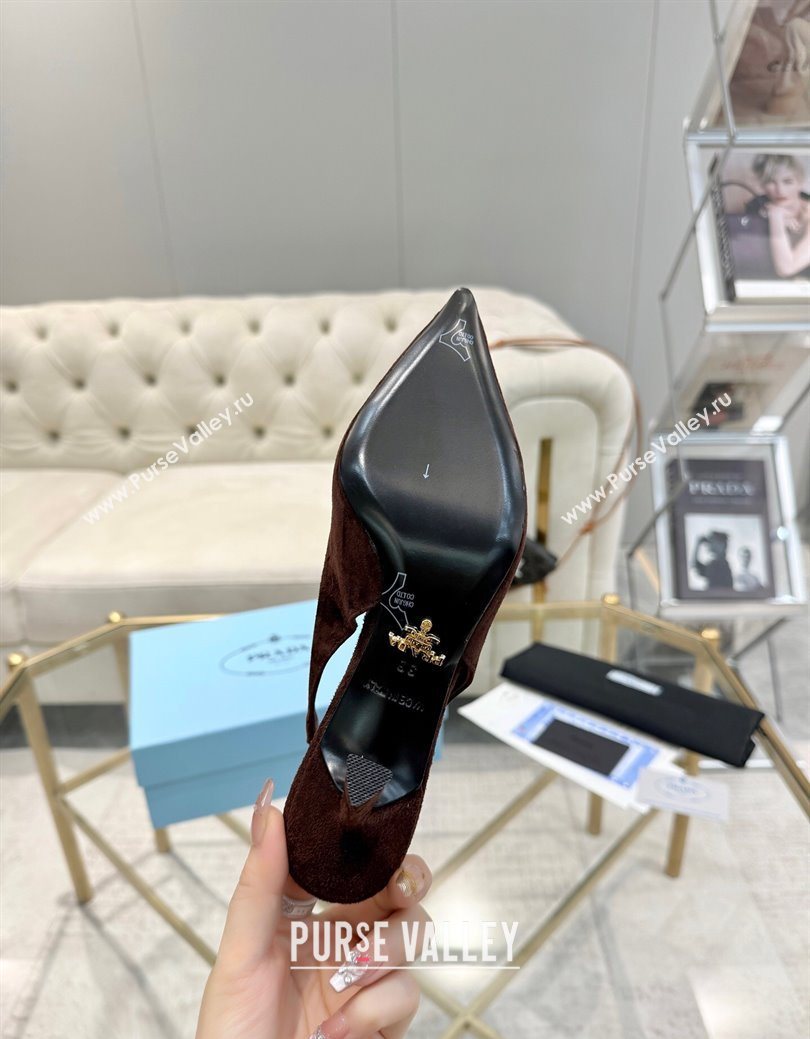 Prada Suede Slingback Pumps 7.5cm Light Coffee 2025 1I901M (MD-251027137)