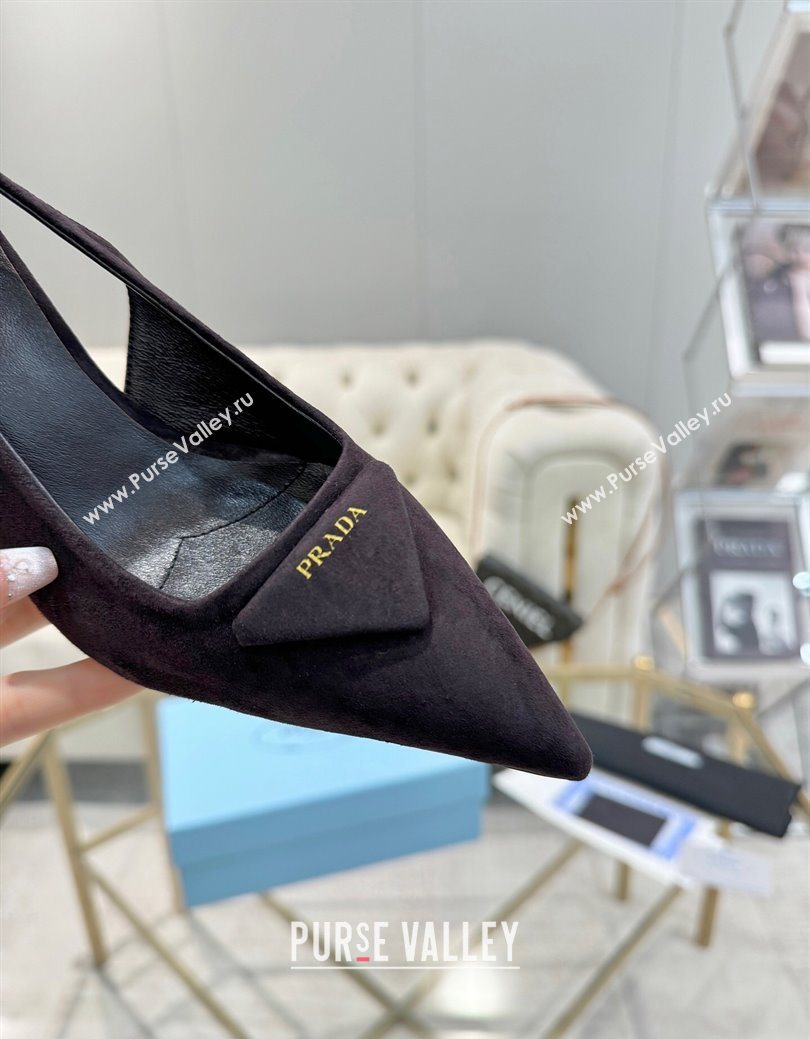 Prada Suede Slingback Pumps 7.5cm Dark Coffee 2025 1I901M (MD-251027138)