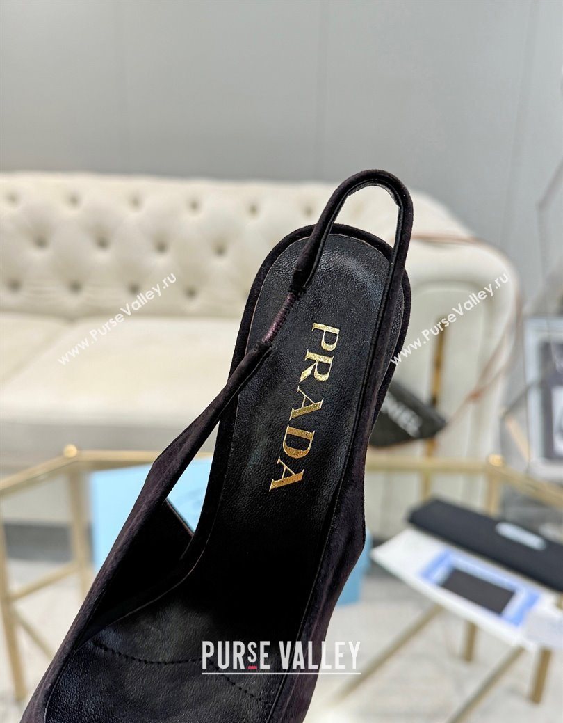 Prada Suede Slingback Pumps 7.5cm Dark Coffee 2025 1I901M (MD-251027138)