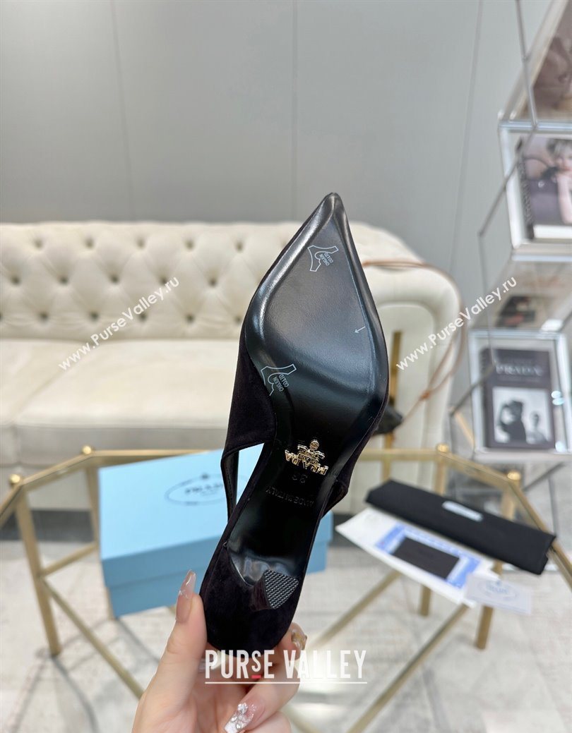 Prada Suede Slingback Pumps 7.5cm Dark Coffee 2025 1I901M (MD-251027138)