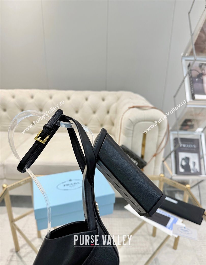 Prada Leather Platform Heel Sandals 12cm Black 2025 PR102707 (MD-251027129)