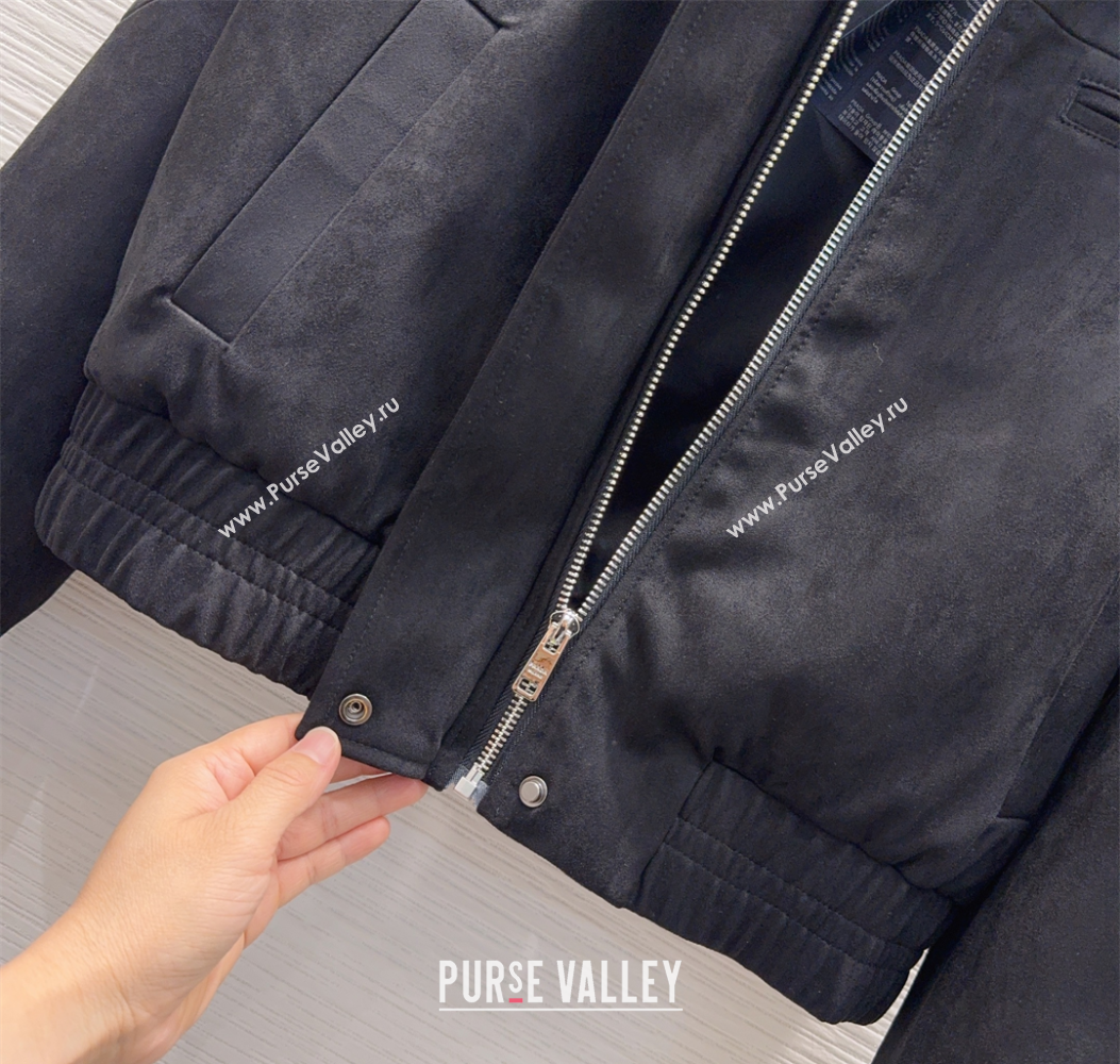 Prada Suede Jacket Black 2025 PR110618 (QI-251106019)