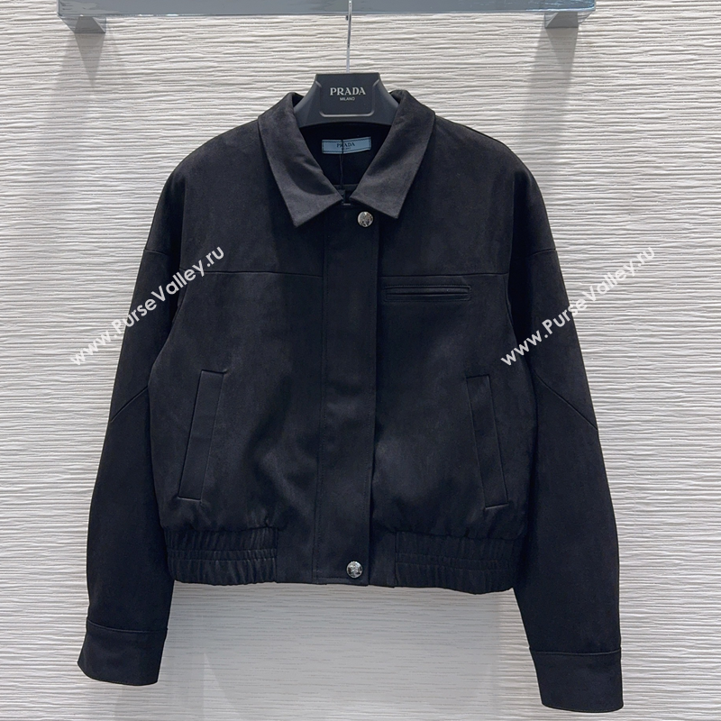 Prada Suede Jacket Black 2025 PR110618 (QI-251106019)