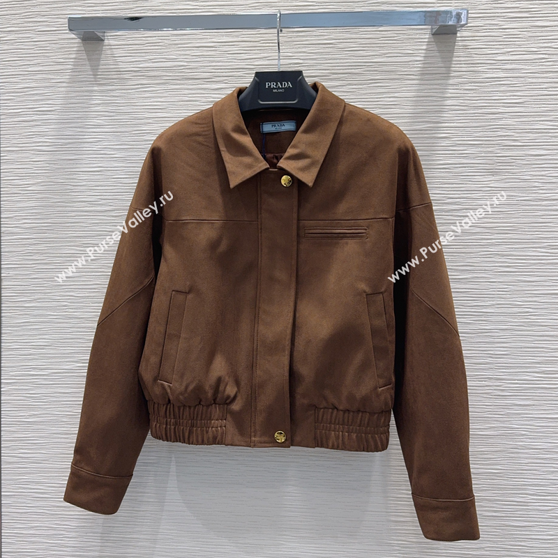 Prada Suede Jacket Brown 2025 PR110618 (QI-251106018)