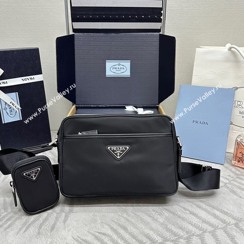 Prada Mens Re-Nylon and Saffiano shoulder bag Black 2025 2VH048 (YZ-251121112)