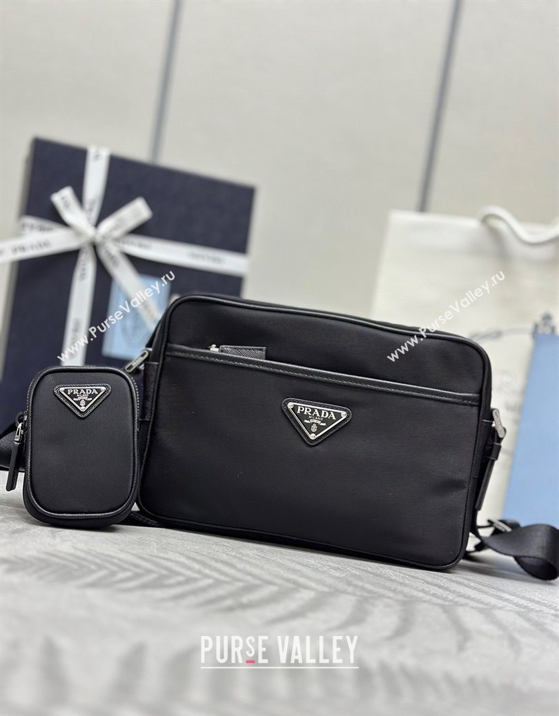 Prada Mens Re-Nylon and Saffiano shoulder bag Black 2025 2VH048 (YZ-251121112)