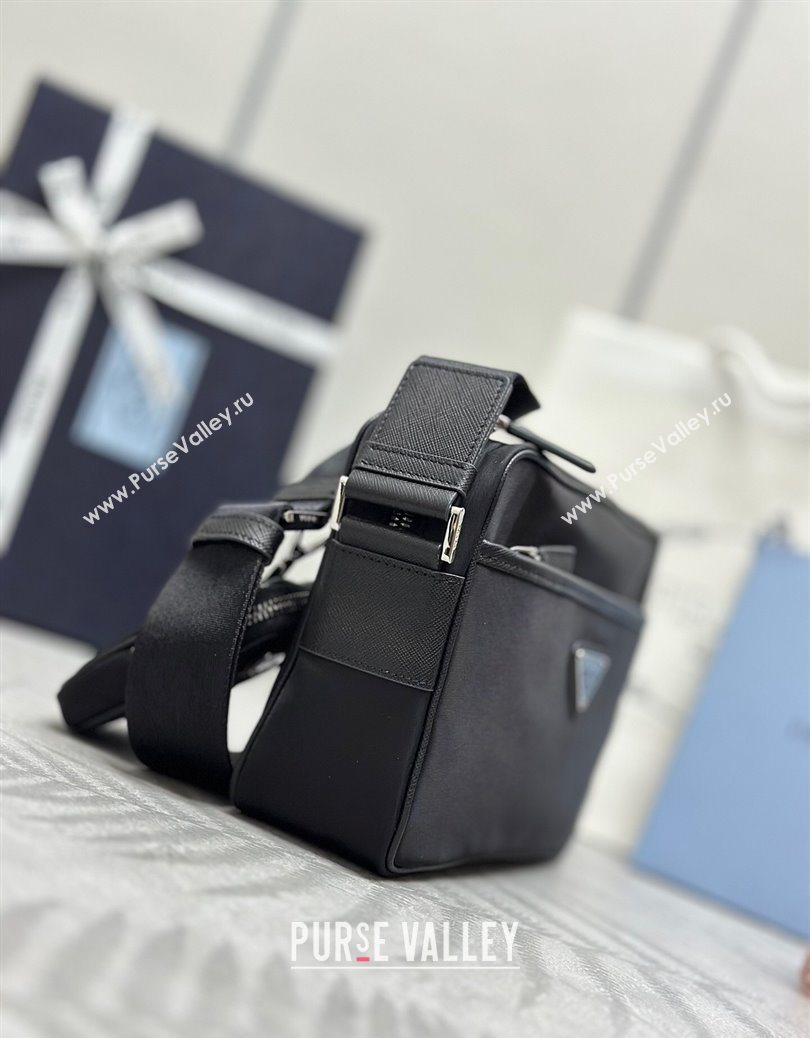 Prada Mens Re-Nylon and Saffiano shoulder bag Black 2025 2VH048 (YZ-251121112)