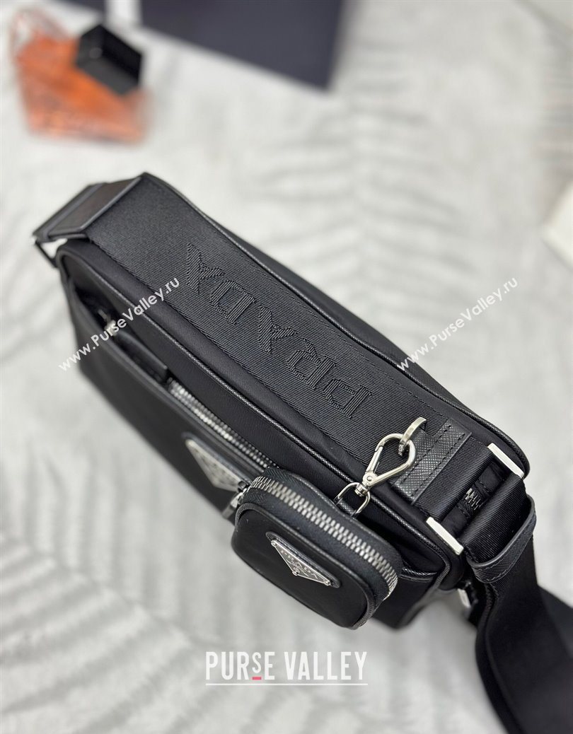 Prada Mens Re-Nylon and Saffiano shoulder bag Black 2025 2VH048 (YZ-251121112)