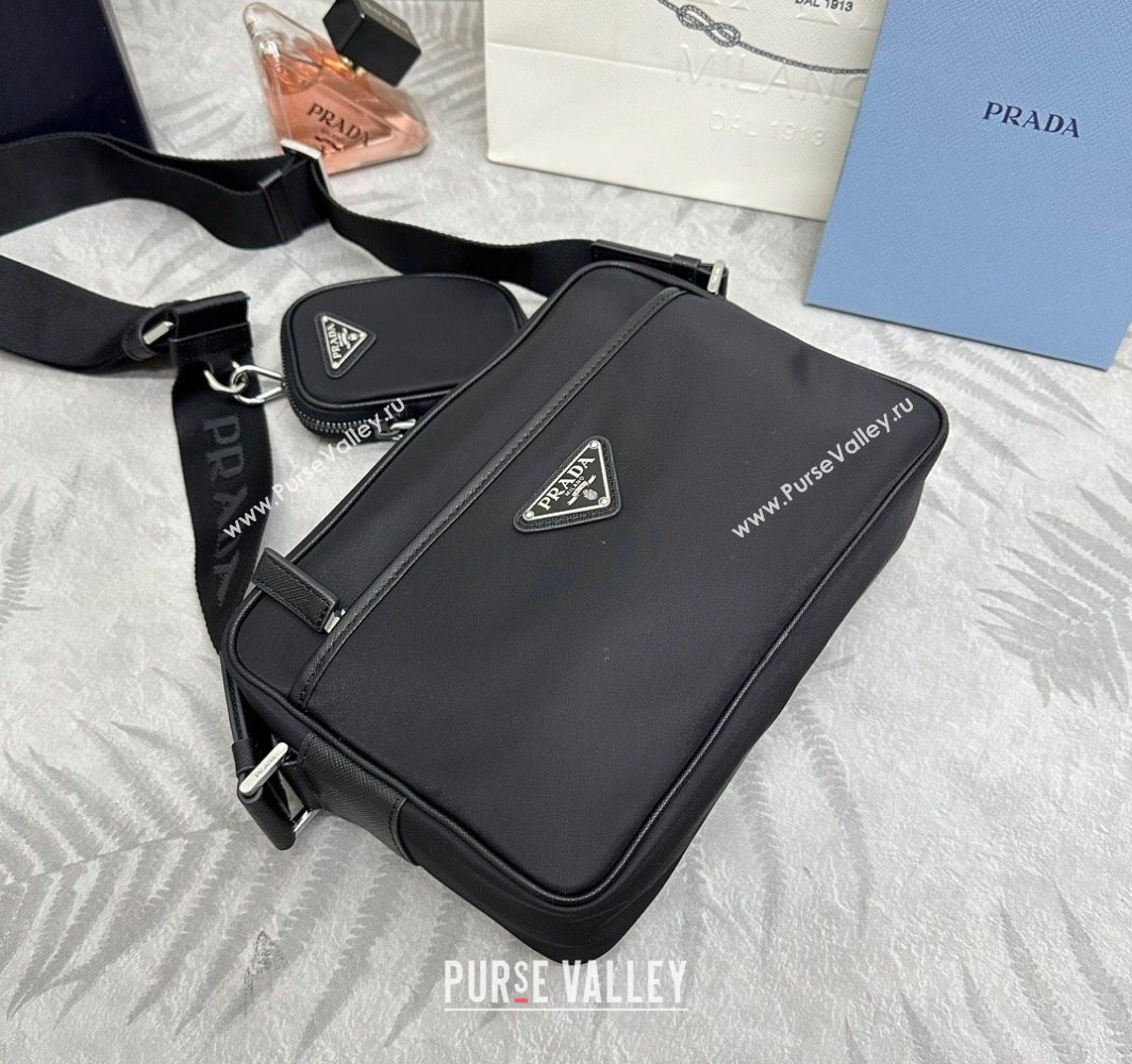 Prada Mens Re-Nylon and Saffiano shoulder bag Black 2025 2VH048 (YZ-251121112)