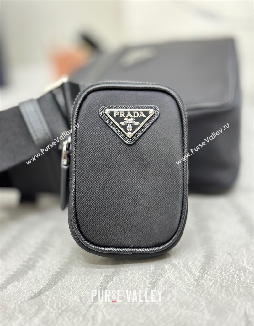 Prada Mens Re-Nylon and Saffiano shoulder bag Black 2025 2VH048 (YZ-251121112)