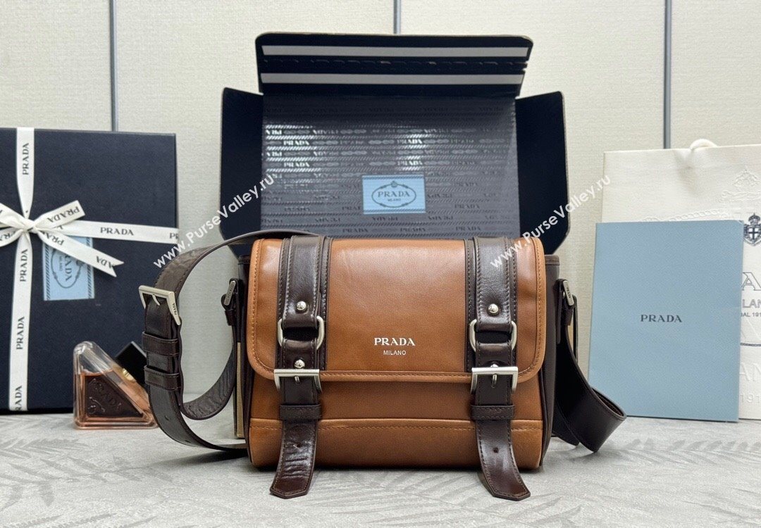 Prada Mens Leather shoulder bag Caramel Brown 2025 2VD078 (YZ-251121121)
