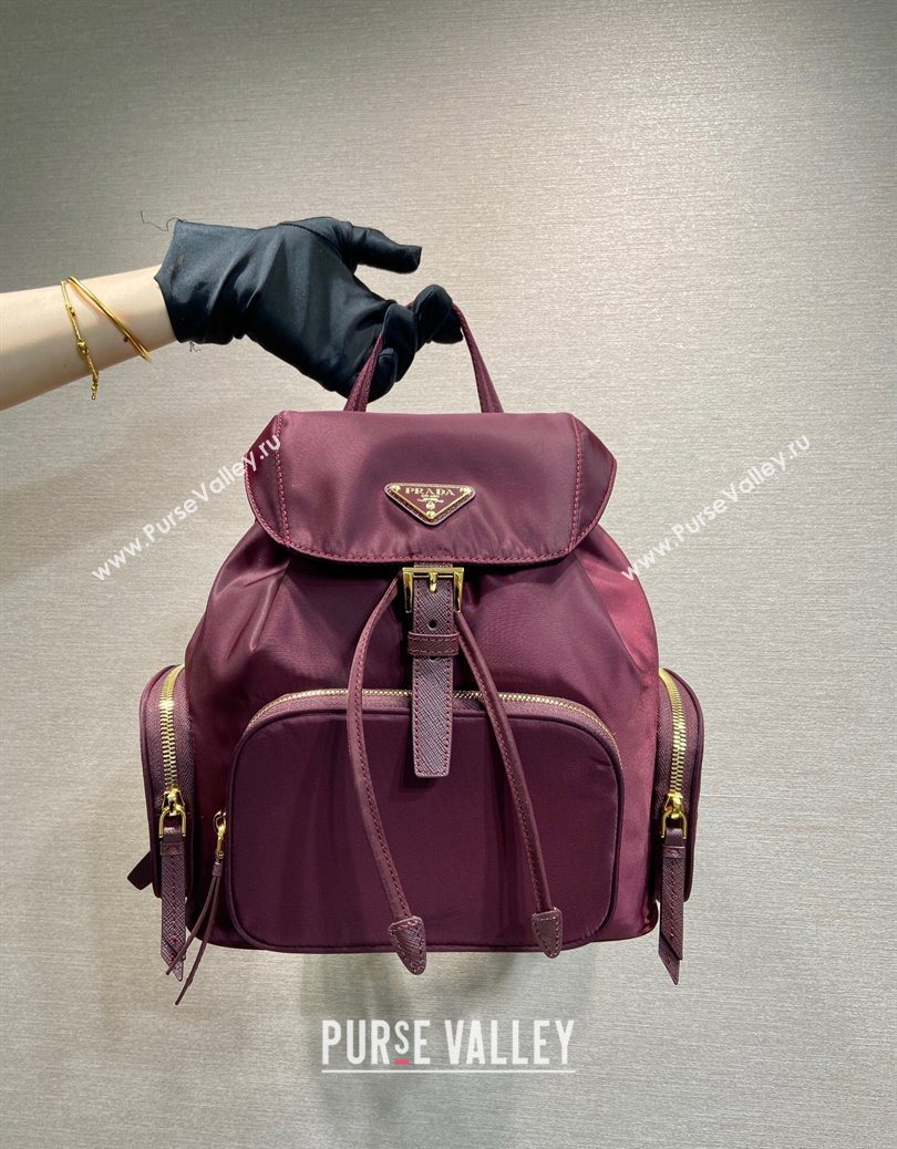 Prada Small Re-Nylon backpack bag Burgundy 2025 1BZ081 (YZ-251121124)