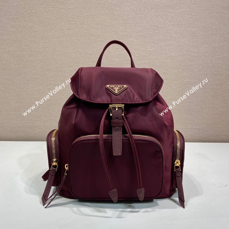 Prada Small Re-Nylon backpack bag Burgundy 2025 1BZ081 (YZ-251121124)